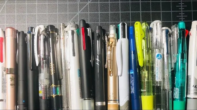 multiple stationery pens for testing